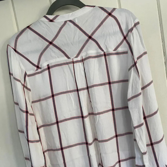 Splendid,‎ Plaid Button-up Long Sleeve Top, White, Blue and Red plaid - Picture 4 of 8